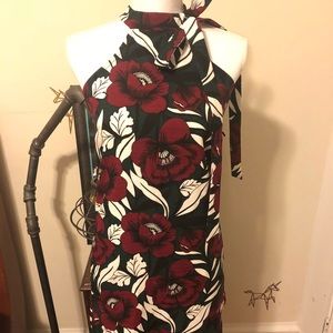 Lulus floral high neck tie mini dress